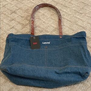 NEW with tags Levi's Denim Tote with Brown Handles